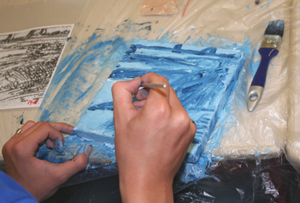 Voorbeeld schilderworkshop Cast_Art met thema : Rembandt in Delfts Blauw